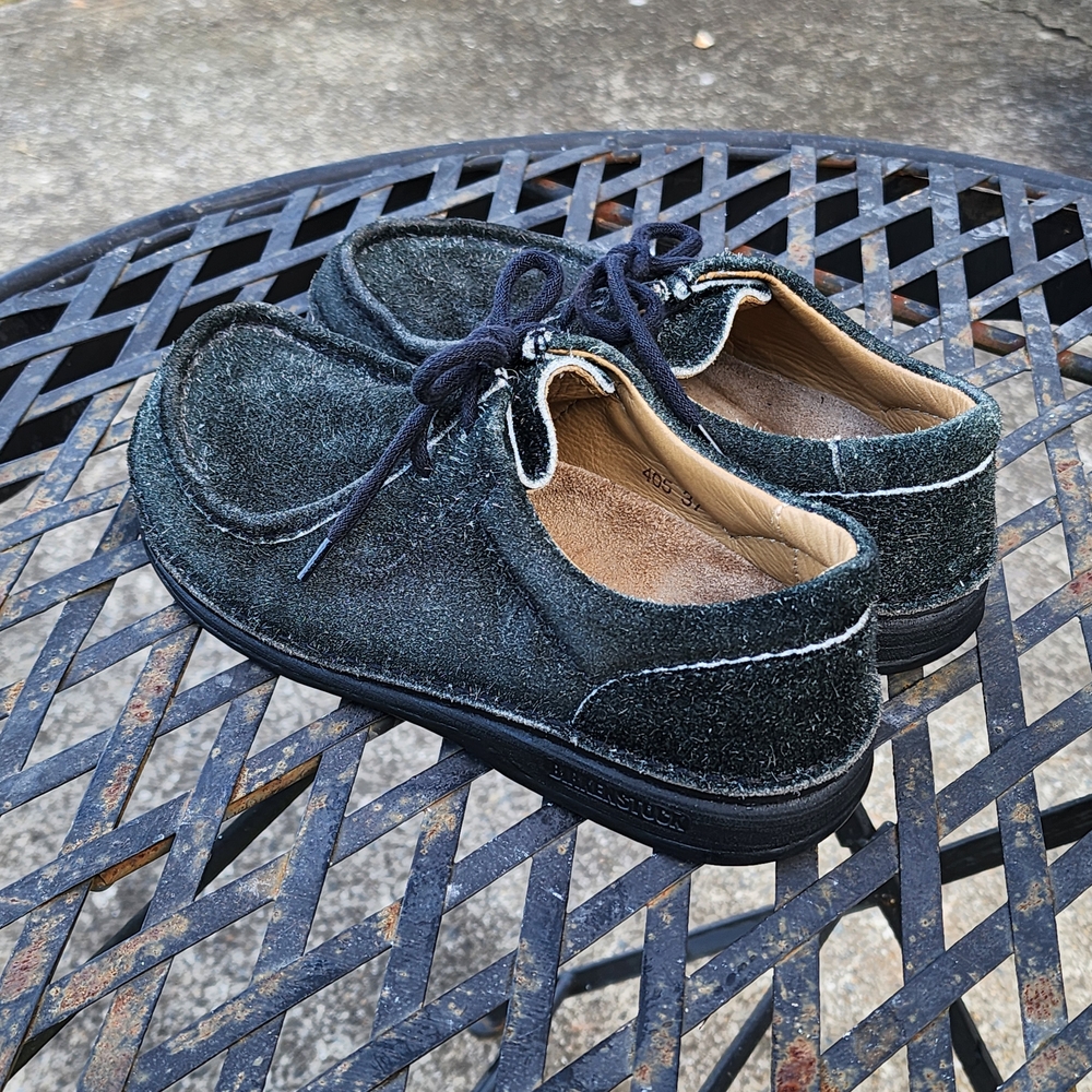 Birkenstock Pasadena‎ Black Suede Lace Up Moc Toe Shoes Women’s 37 / US 6 - Picture 4 of 11